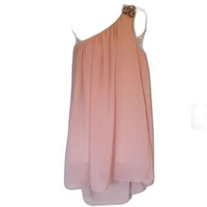 TRAMP NWT One Shoulder Black Tunic Dress Beaded Drape‎ Sparkly Sexy M